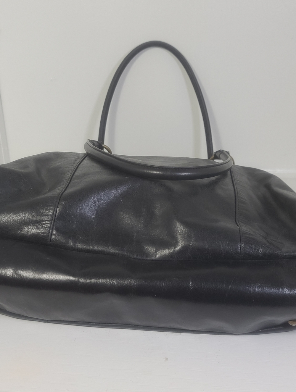 Vintage HOBO Int'l Extra Large Slouchy Leather Tote Bag In Black - Picture 10 of 16